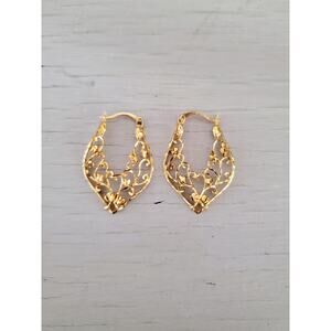 Vintage Clyde Duneier Sterling Silver Filigree Boho Hoop Earrings